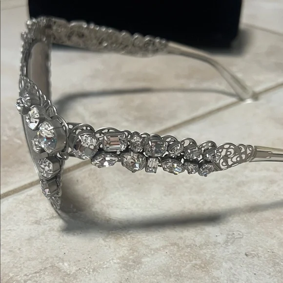 Authentic Dolce & Gabbana Silver Filigree and Crystal Sunglasses - Picture 3 of 8
